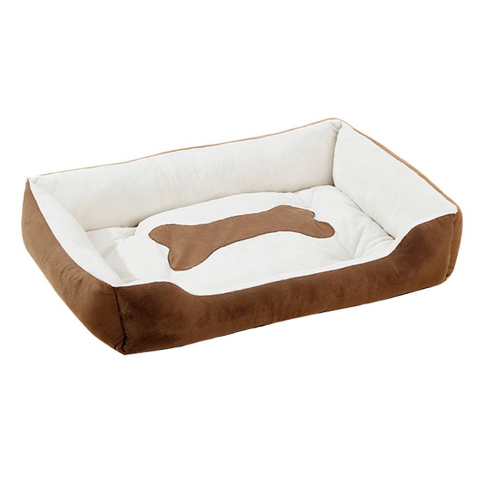 Calming plush bolster dog bed with a washable cover
