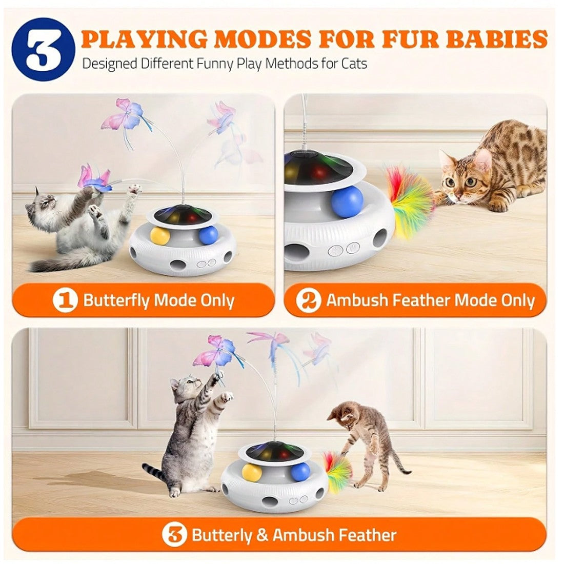 Electric butterfly spinner and track ball toy for cats