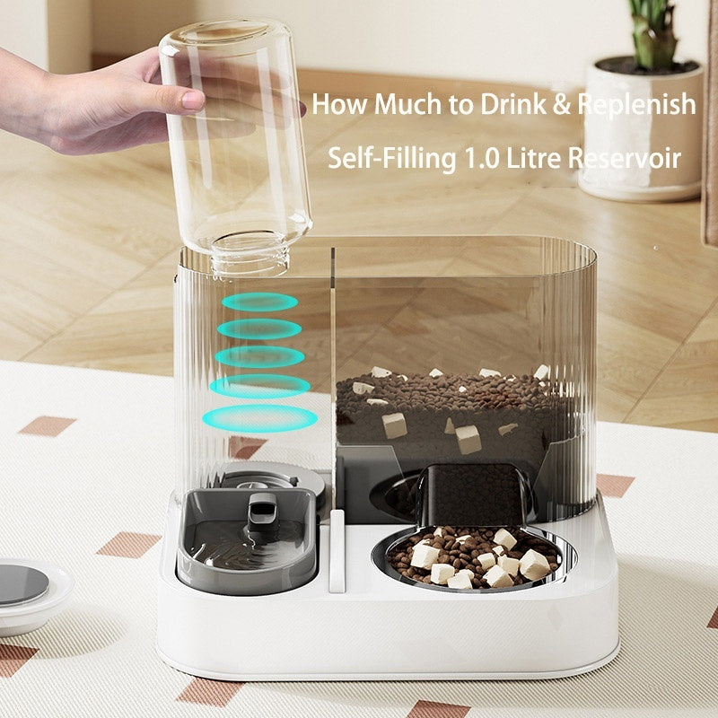 Automatic gravity pet feeder and water dispenser for dogs and cats