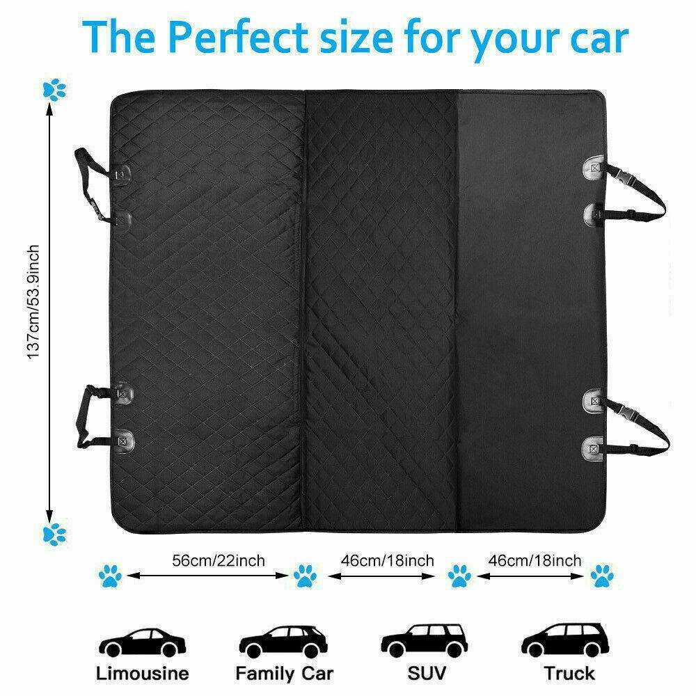 Black quilted waterproof dog car seat cover for the rear bench