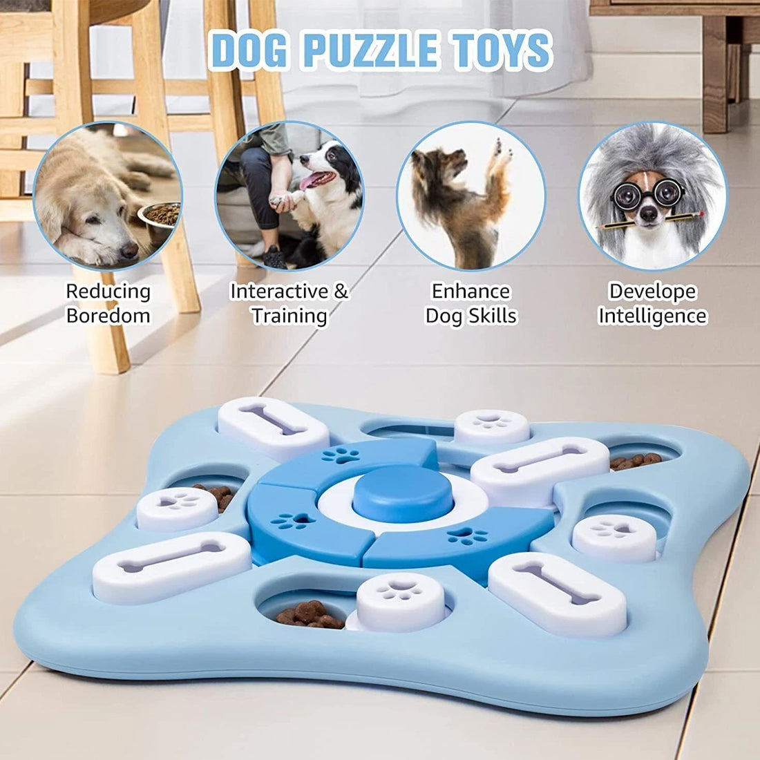 Interactive dog puzzle feeder treat game