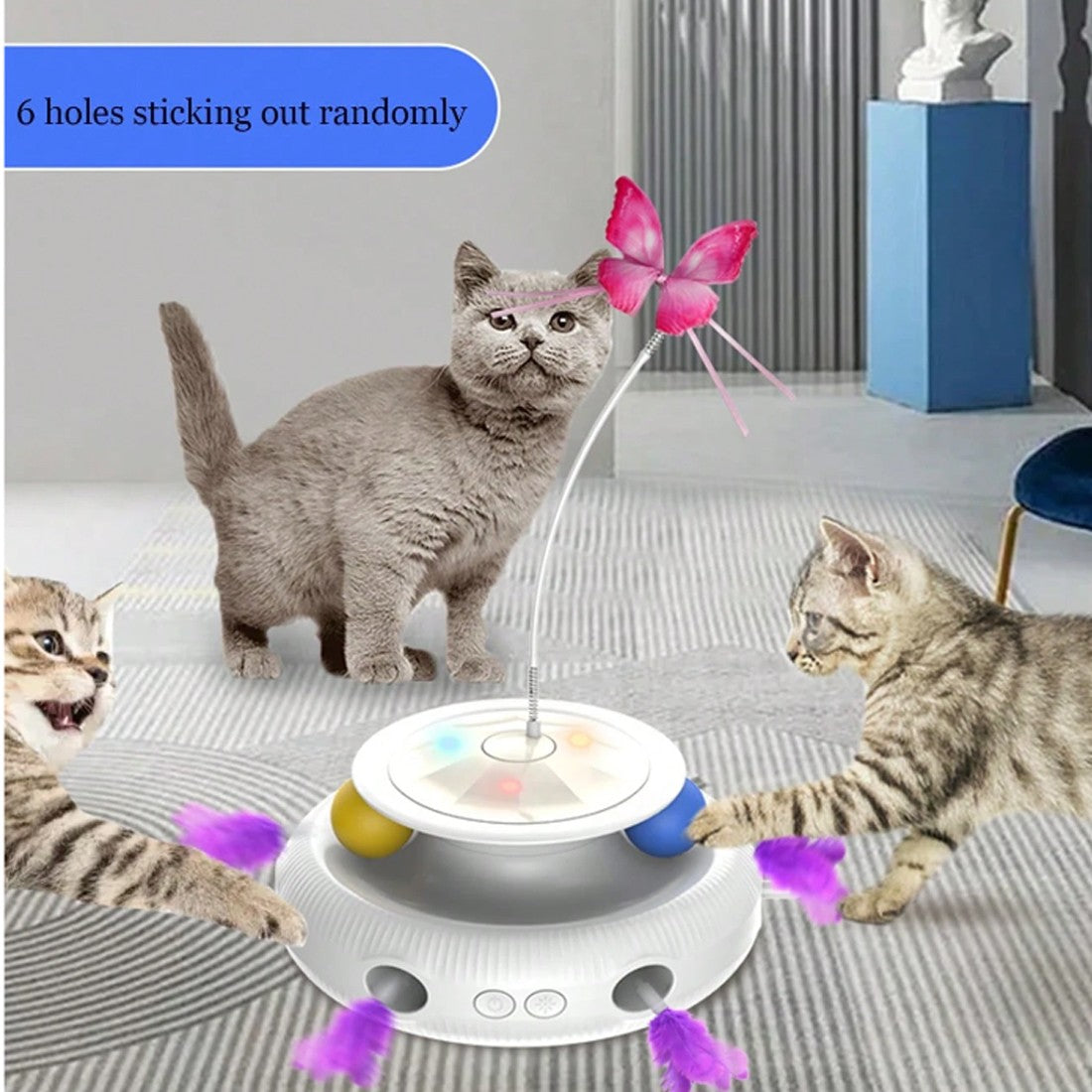 Electric butterfly spinner and track ball toy for cats