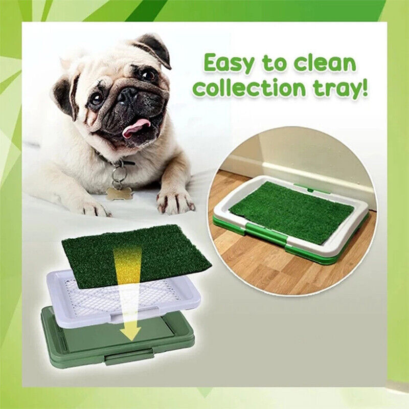 Indoor dog toilet training mat with a grass pad and tray