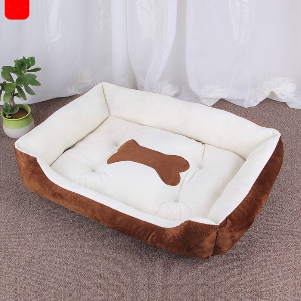 Calming plush bolster dog bed with a washable cover