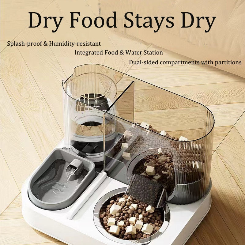 Automatic gravity pet feeder and water dispenser for dogs and cats