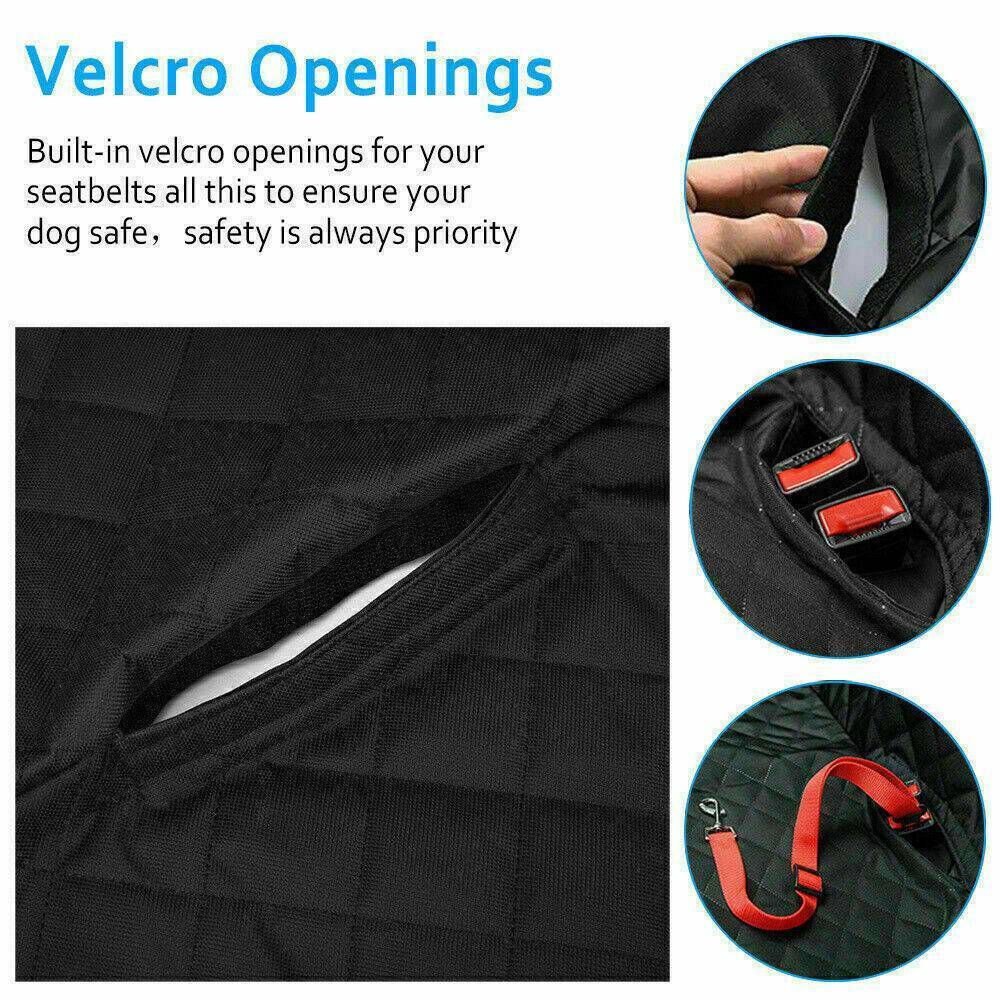 Black quilted waterproof dog car seat cover for the rear bench