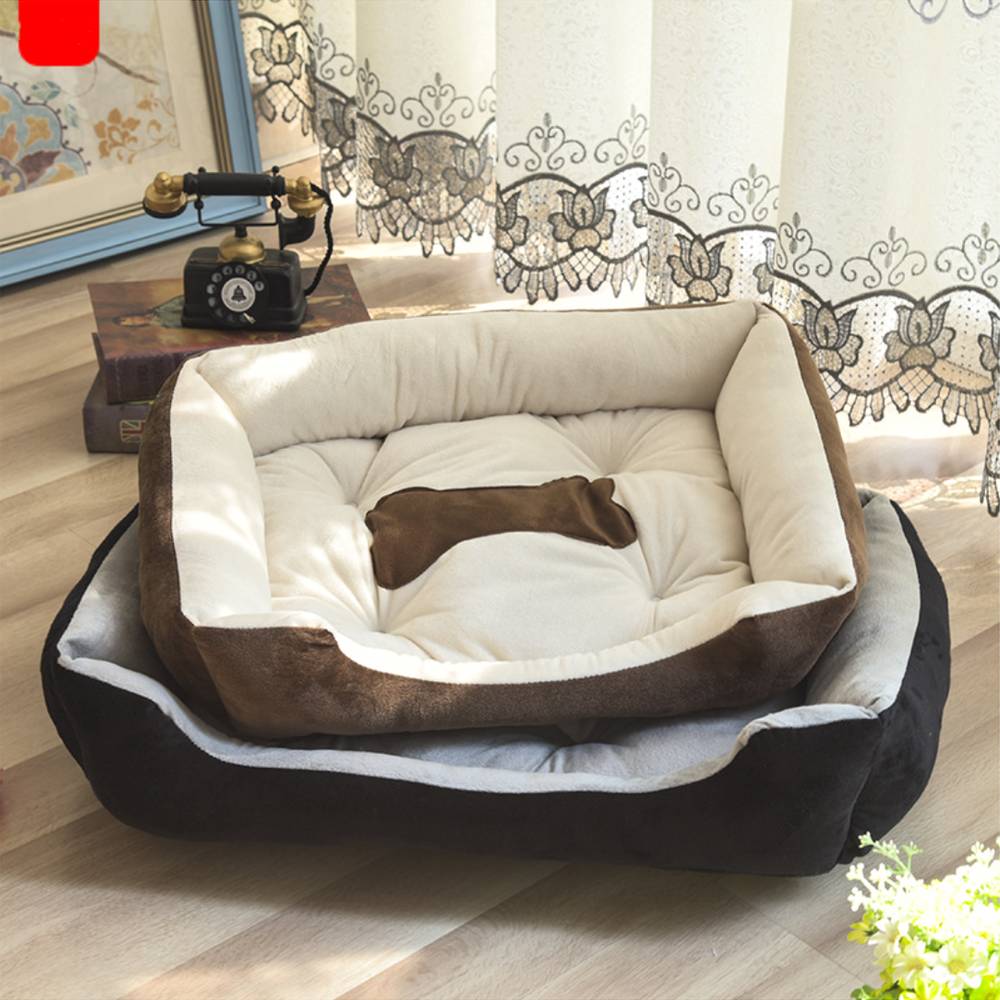 Calming plush bolster dog bed with a washable cover