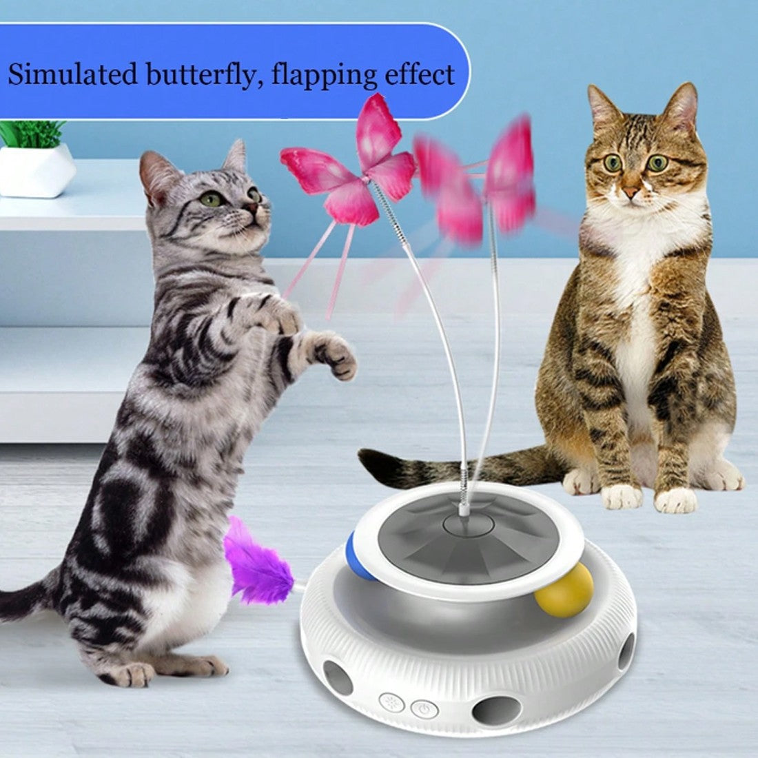 Electric butterfly spinner and track ball toy for cats