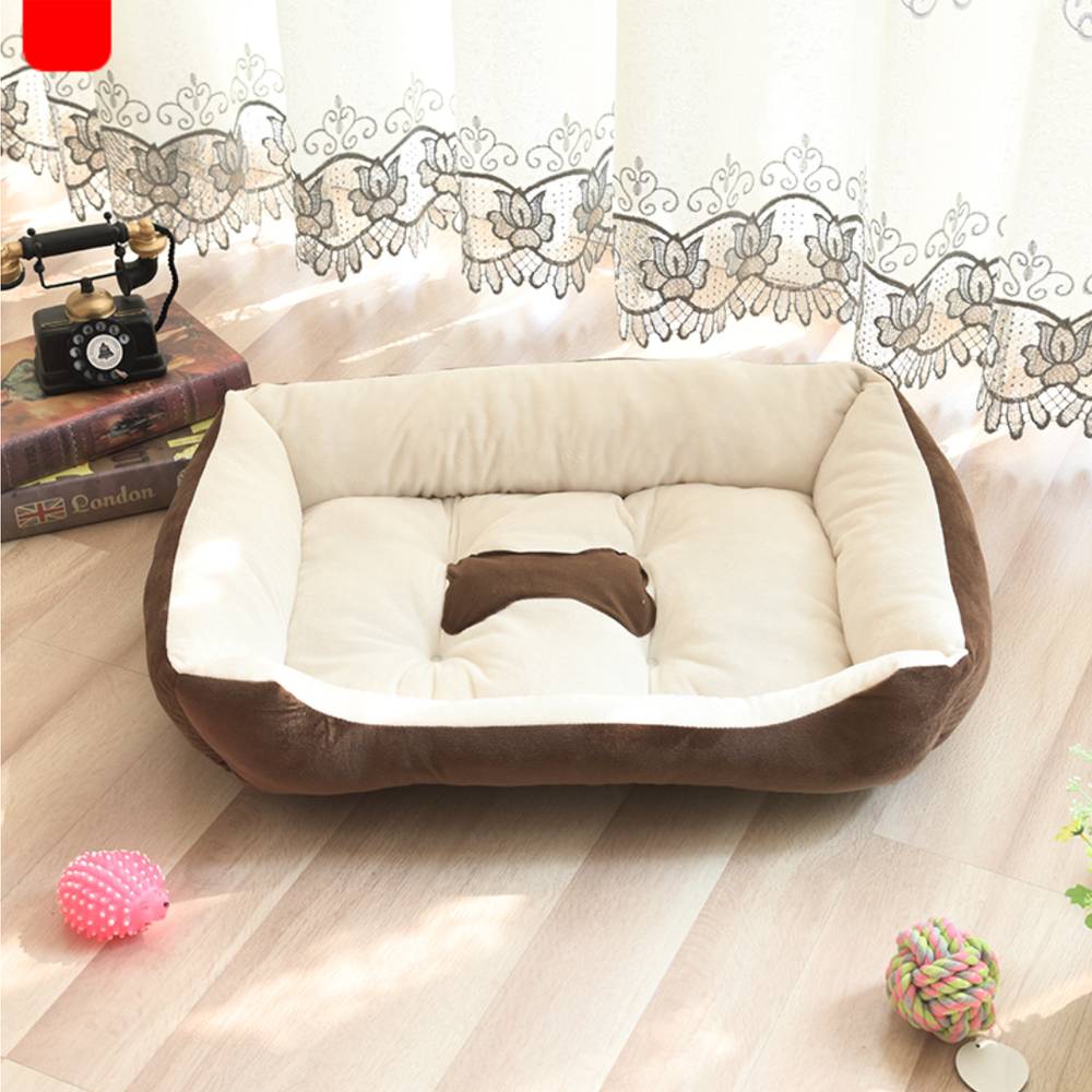 Calming plush bolster dog bed with a washable cover