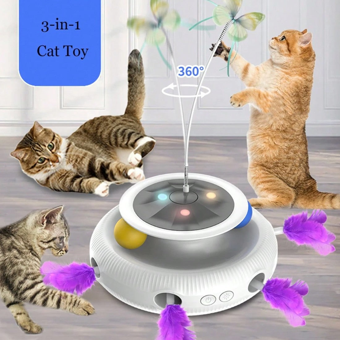 Electric butterfly spinner and track ball toy for cats