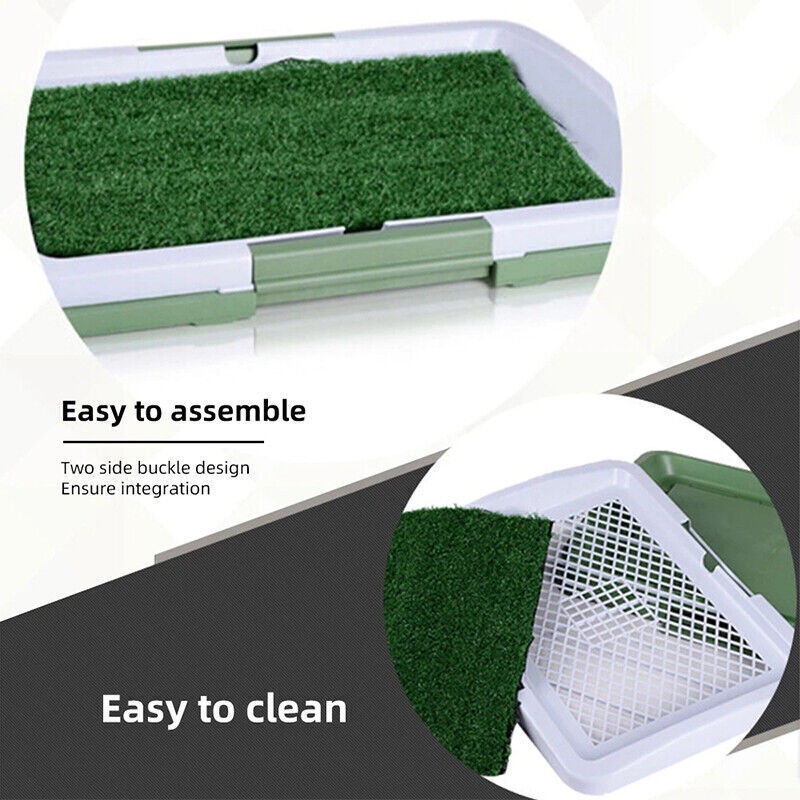 Indoor dog toilet training mat with a grass pad and tray