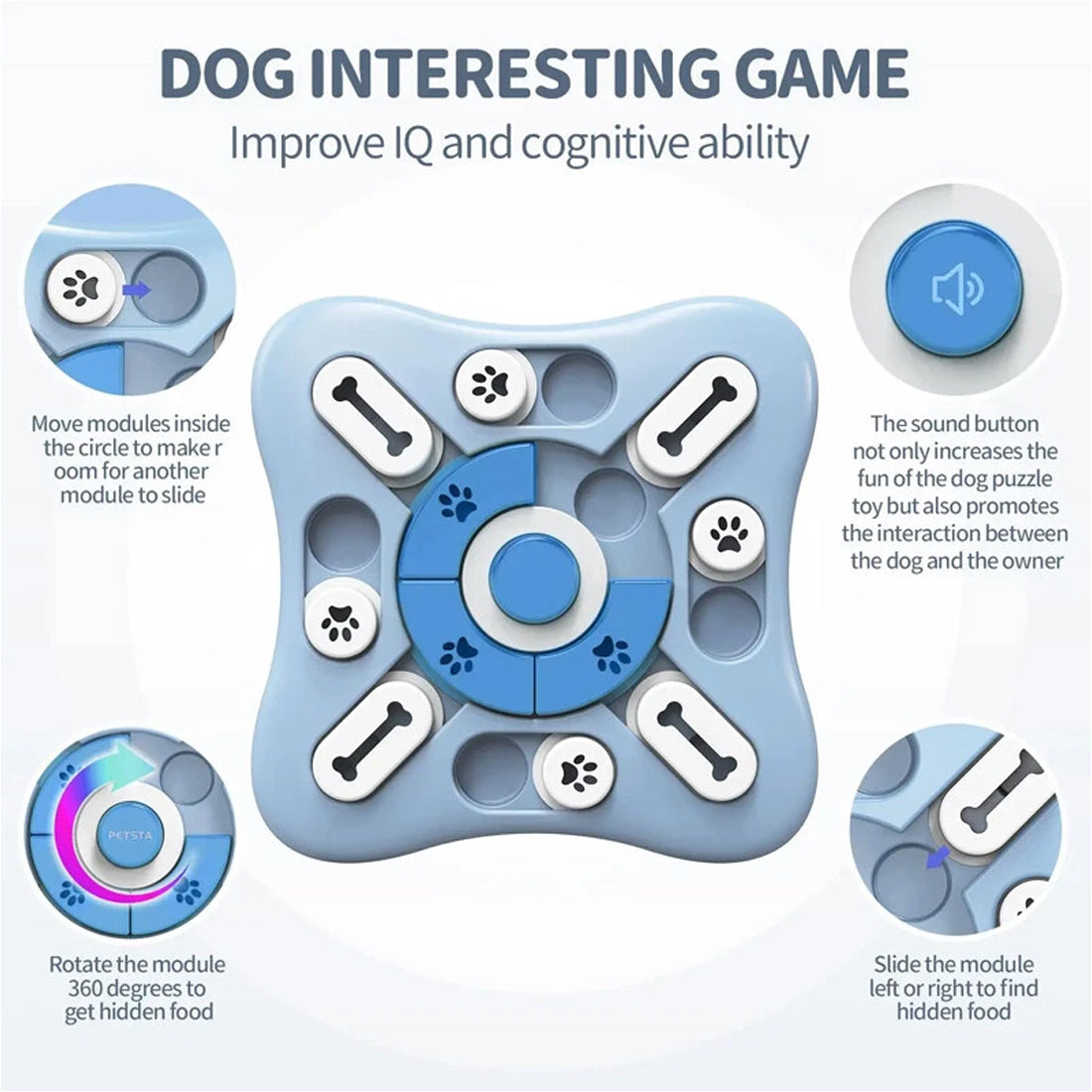 Interactive dog puzzle feeder treat game