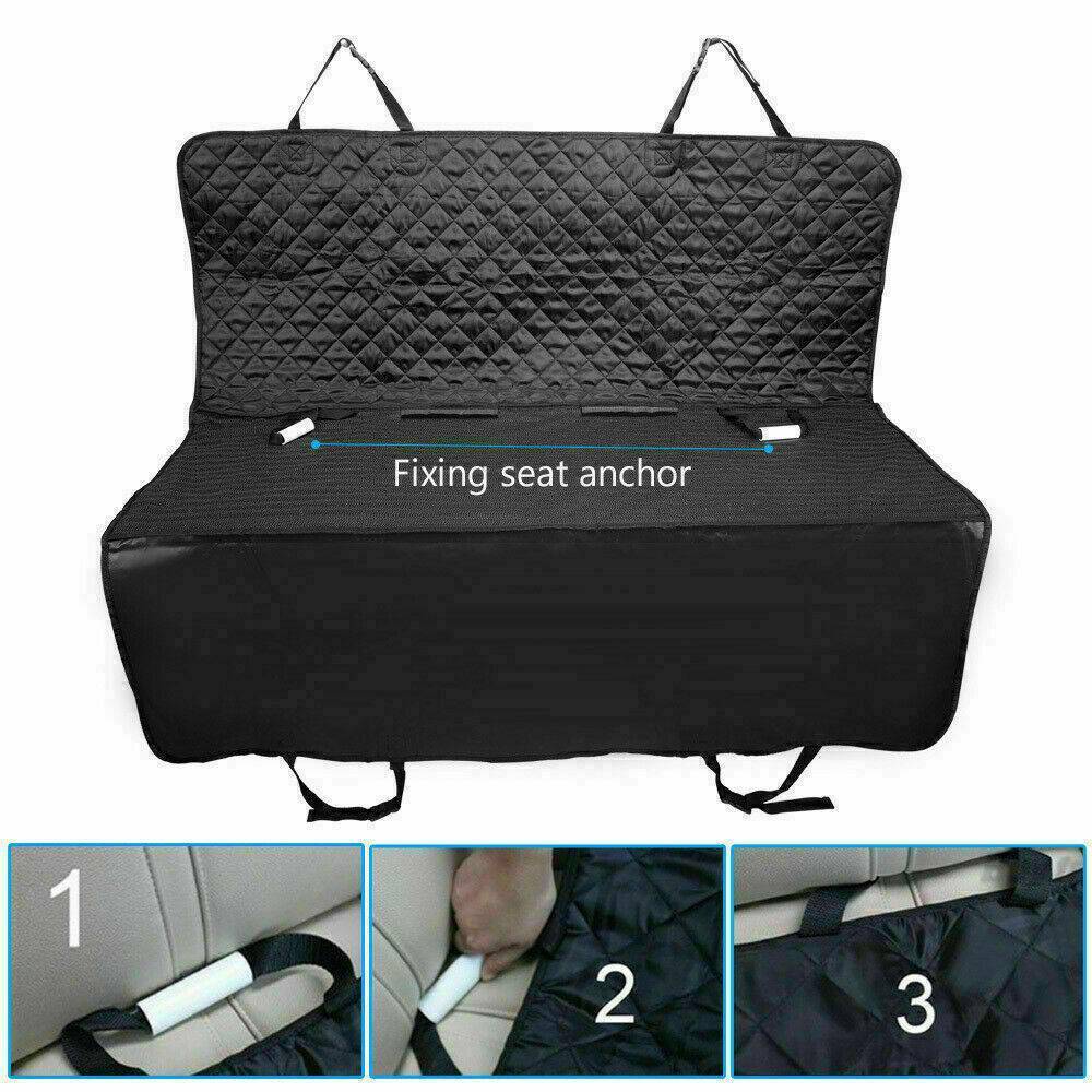 Black quilted waterproof dog car seat cover for the rear bench